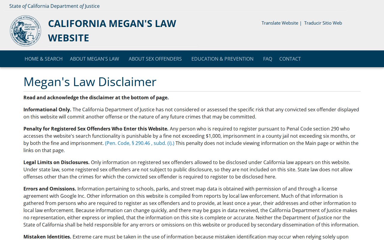 El Cerrito people directories California Megan's Law registry search